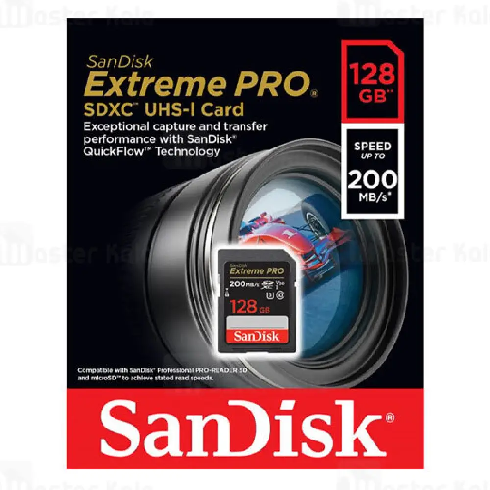 کارت حافظه SanDisk 128GB Extreme PRO 200MB/s کلاس 10 استاندارد UHS-I U3 V30 سرعت 200 مگابایت بر ثانیه - Image 3